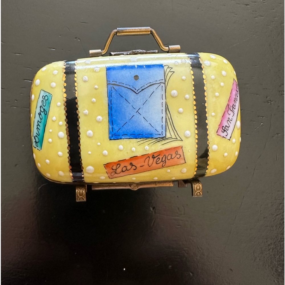 Hand painted Limoges box, suitcase, purchased in France